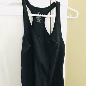 Black Tank Top with Decorative Pocket